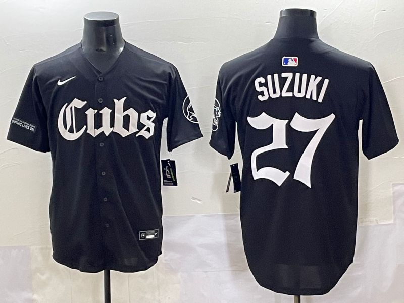 Men 2025 Chicago Cubs #27 Suzuki Black Five generations Joint Name Nike MLB Jersey style 13->detroit tigers->MLB Jersey